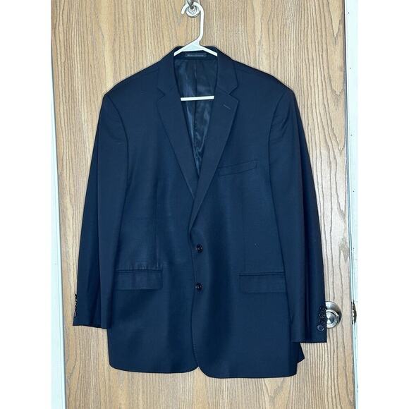 Calvin Klein Men's Suit Jacket Single Breasted 100% Wool 2 Buttons Black Sz 46R - Picture 1 of 12